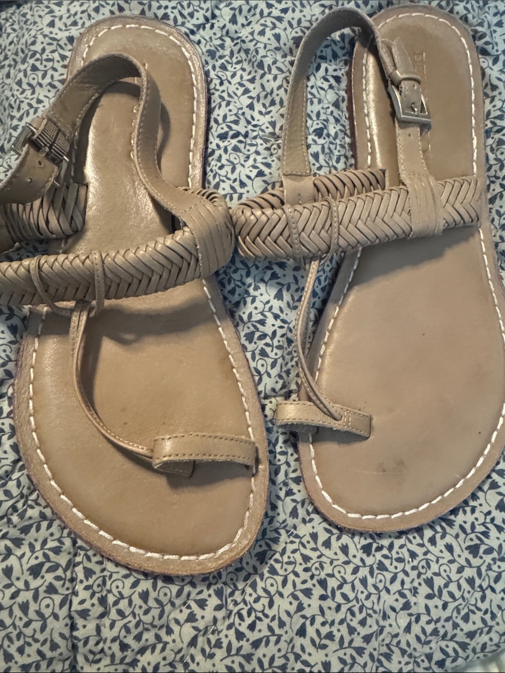 Bernardo Taupe Braided Toe-Loop Sandals